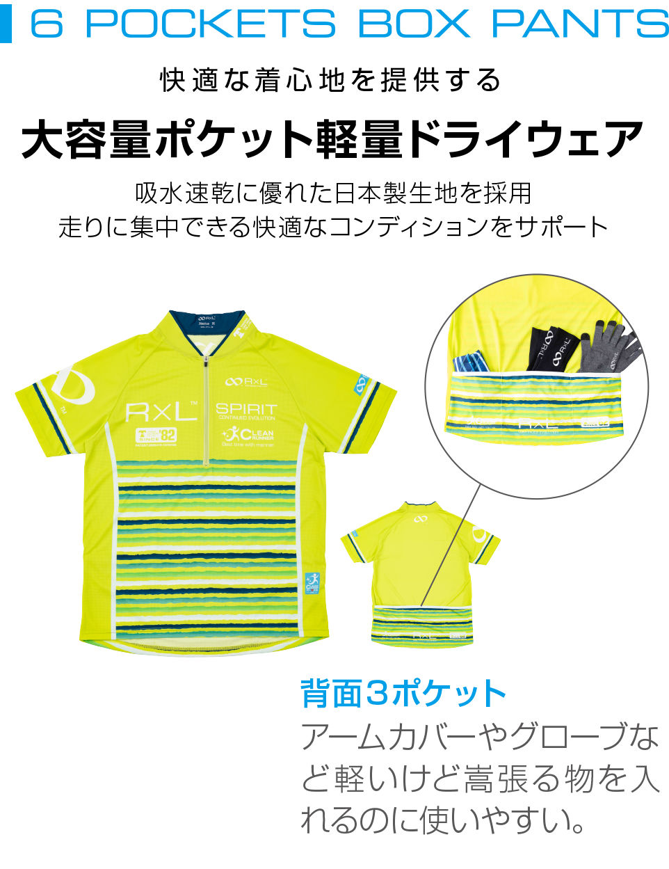 収納ポケット付きハーフジップウェア(メンズ半袖)