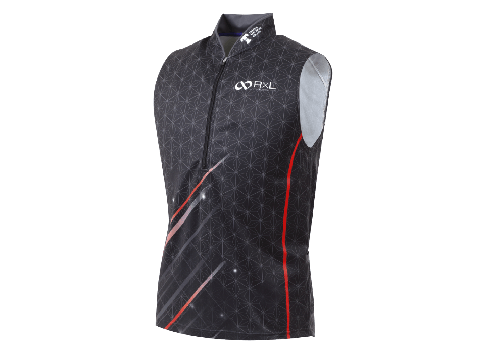 TRA-018MN MEN'S ZIP-UP SLEEVELESS WEAR  メンズジップアップ　ノースリーブウェア (1013)ブラック／グレー