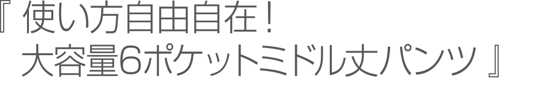 使い方自由自在！驚異の6ポケットパンツ